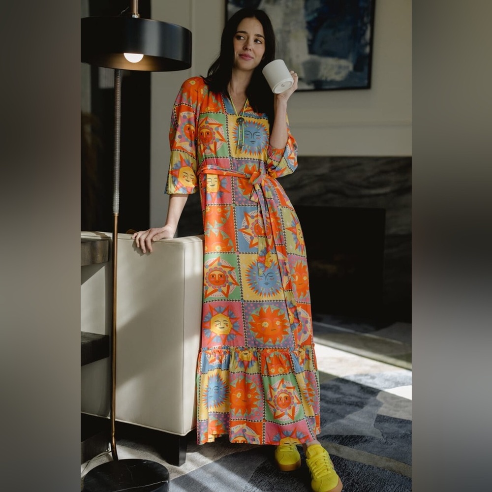 NWT Briton Court Lydia Colorful Patchwork Maxi Dress